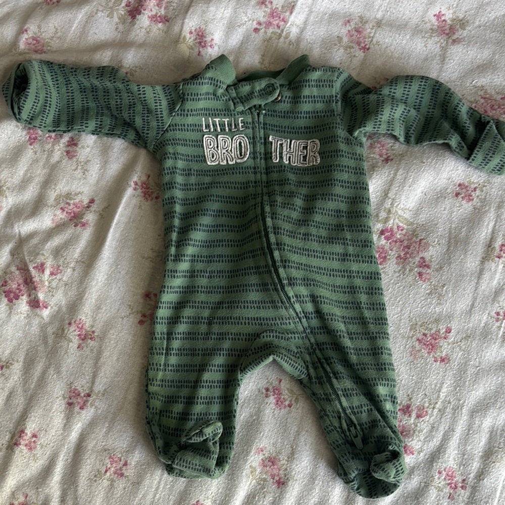 Carter's Green Striped Footie Pajama